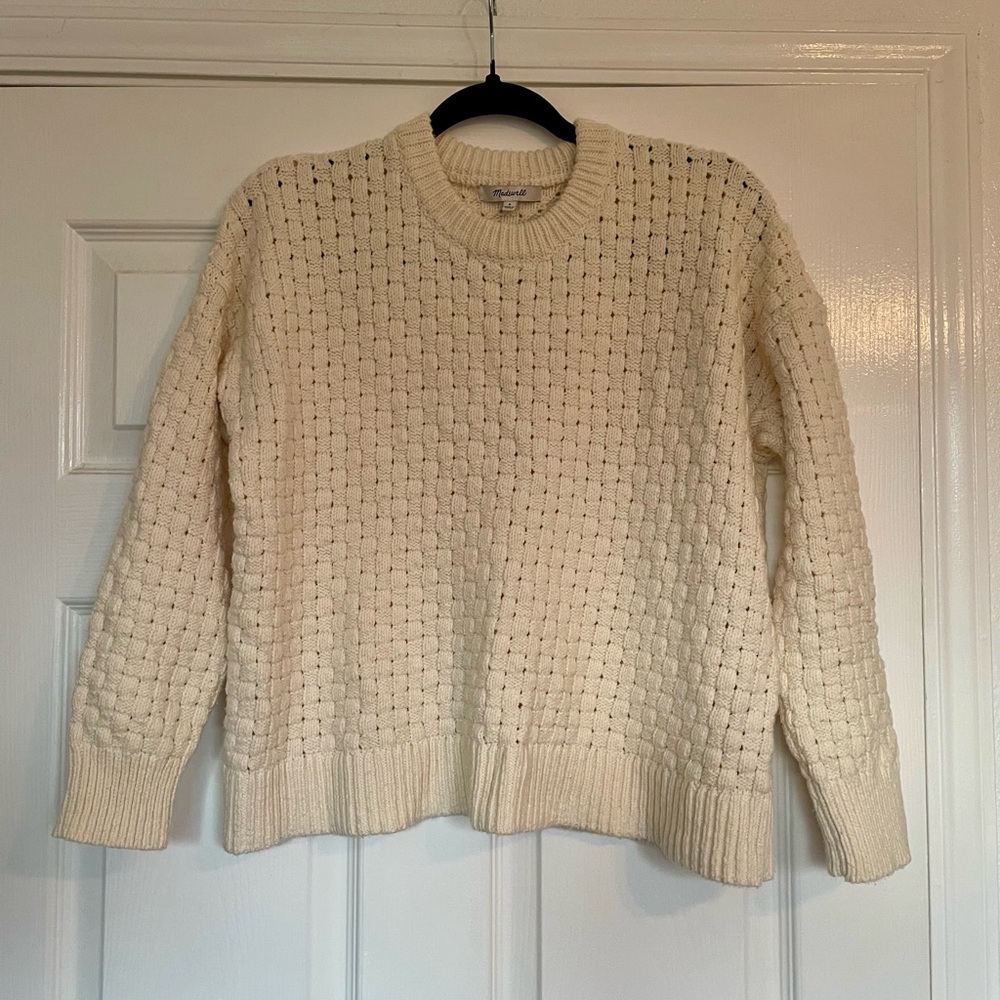 Madewell Ivory Textured Knit Sweater
